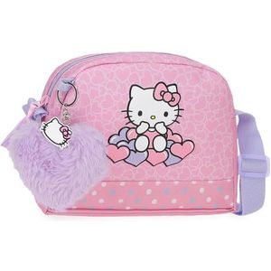 Hello Kitty Hearts & Dots Schoudertas, roze, 20,5 x 16,5 x 6 cm, polyester, L, roze, schouderriem, Roze, Schouderriem