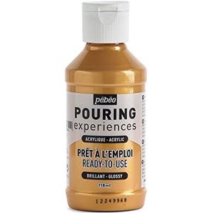 Pébéo Pouring Experiences Acrylverf, voorgemengd, klaar voor gebruik, ideaal voor vloeibare kunst, goud, 118 ml