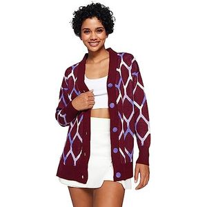 Trendyol FeMan - Cardigan basique surdimensionné avec col en V - Prune - S, prune, S