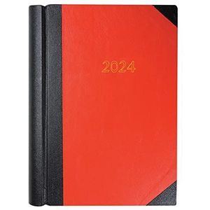 Collins Standard Desk Agenda 2024, A4, twee pagina's per dag, bedrijfsplanner en organisator, januari tot december 2024, dagplanner, rood, 42,15-24