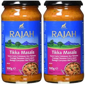 Rajah Tikka Masala - Romige currysaus met uien, tomaten, room en yoghurt - gebruiksklare saus medium scherp - 2 x 500 g