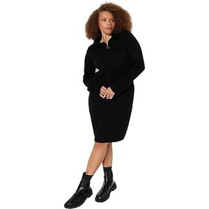 Trendyol Robe moulante en tricot coupe décontractée pour femme, Noir, XXL grande taille