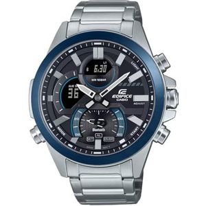 CASIO Analoog herenhorloge kwarts met roestvrijstalen armband ECB-30DB-1AEF, zilver, zilver.