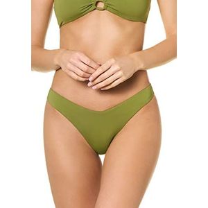 Goldenpoint Goldenpoint Bikini voor dames, badpak, Braziliaans met V-hals, lage snit, eendelig badpak voor dames, Groen