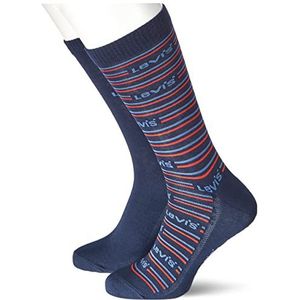 Levi's Unisex Quarter klassieke sokken, blauw (Blue Combo / blauw gestreept), 39-42 stuks, blauw (Blue Combo / blauw rood gestreept), 39-42 EU, blauw (Blue Combo/blauw gestreept)