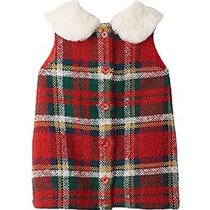 Hatley Baby meisje rechte jurk kraag van imitatiebont tartan, 9-12 maanden, Kraag van imitatiebont tartan