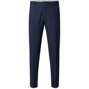 SELECTED HOMME Slhslim-oasis Linen Trs Noos kostuumbroek voor heren, Navy Blauw