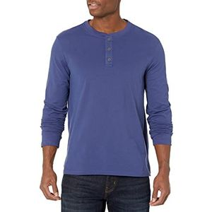 Lee Henley T-shirt voor heren, lange mouwen, zachte wassing, katoen, patriotblauw, L, Patriotblauw