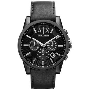 Armani Exchange chronograaf herenhorloge van roestvrij staal, afmetingen horlogekast: 45 mm, zwart, één maat, bandje,, zwart.