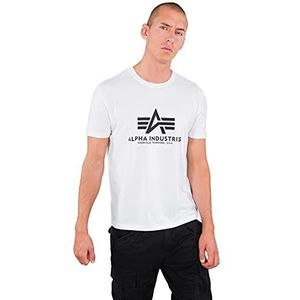 ALPHA INDUSTRIES Basic T-shirt voor heren, met klein logo, folieprint, Wit
