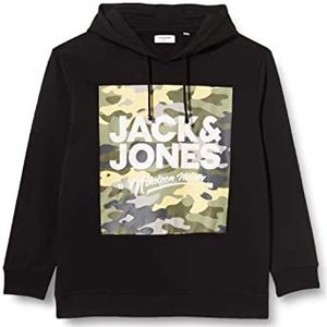 JACK&JONES PLUS jjpete shape heren hoodie, zwart.