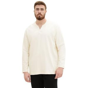 TOM TAILOR Plussize T-shirt à manches longues pour homme, 28961 - Structure chevrons beige, 4XL grande taille