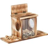 Relaxdays Eekhoornvoederhuis van natuurlijk hout met 2 ingangen en zitplatforms om op te hangen