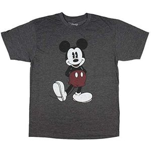 Disney Mickey Mouse distressed T-shirt voor heren, volledige maat,, Houtskool