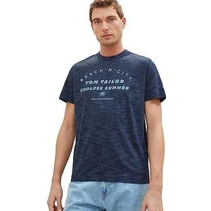 TOM TAILOR T-shirt basique pour homme avec imprimé, 32033 - Blue Streaky Melange, XL