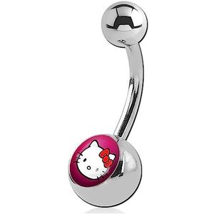 INOKI - Navelpiercing banaan van staal Hello Kitty roze achtergrond, metaal