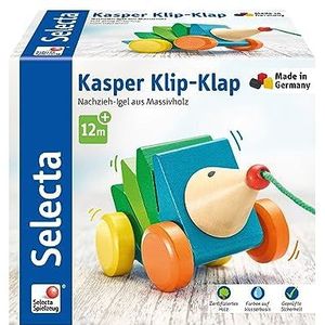 Selecta Trekfiguur Egel Kasper Klip-klap 16 Cm Hout Groen/Blauw