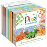 Pracht Creatives Hobby Pixel P29024 Knutselset ""Dinosaurus"", insteeksysteem als creatieve hobby voor kinderen vanaf 6 jaar, dobbelstenen doos met patronen en vierkanten