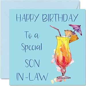 Verjaardagskaarten voor mannen – Special Son-In-Law – verjaardagskaart van schoonvader 145 mm x 145 mm – wenskaart voor de 18e 21e 30e 40e 50e verjaardag