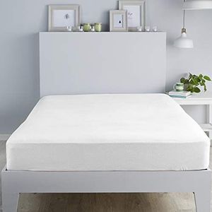 Fusion Bedding Hoeslaken, 100% geborsteld katoen, kingsize bed, wit, 28 cm