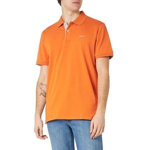 GANT Reg Contrast Pique Ss Rugger Poloshirt met contrasterend logo voor heren, Pumpkin Oranje