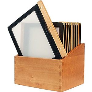 Securit Menubescherming A4 uit de serie Wood (x20) Plus Box, 2 inzetstukken inbegrepen bij elk menu (presenteert 4 A4-pagina's)