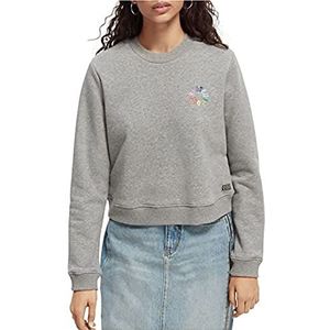 Scotch & Soda Dames sweatshirt ronde hals grijs melange 0606., XL, Grijs gemêleerd 0606