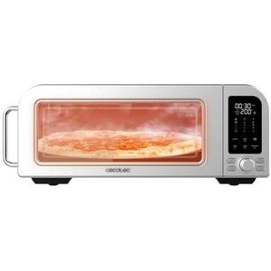 Cecotec Elektrische oven met venster voor pizza Fun Pizza & Co Forno Bravo. 2000 W, inhoud 18 l, roestvrij staal, plat design voor pizza met 9 porties, convectieventilator, 15 modi