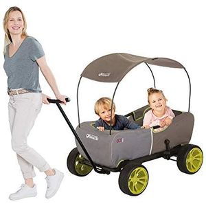 Hauck Eco Mobil Transportwagen voor 2 kinderen, met zonnedak en zitkussen, opvouwbaar, belastbaar tot 50 kg, dennengroen