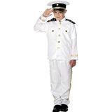 Smiffys kapiteinskostuum voor kinderen, wit met bovenstuk, broek en hoed