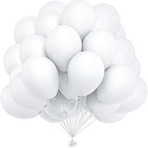 OWill 50 witte latexballonnen van 25,4 cm voor bruiloft, verjaardag, feestdecoratie