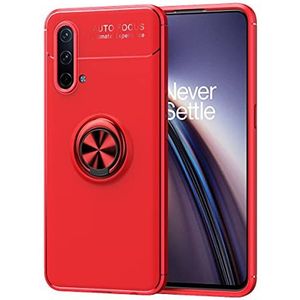 lopolike OnePlus Nord CE 2 Lite hoes, soft TPU stootvaste beschermhoes met metalen ring, magnetische houder voor OnePlus Nord CE 2 Lite, rood