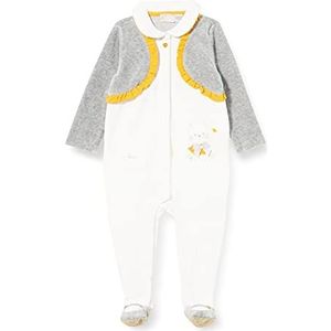 Chicco Babyrompertje van chenille met opening voor, voor baby's en meisjes, wit/grijs, Wit/Grijs