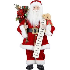 himaly Kerstman 43,5 cm (17 inch) handgemaakte kerstpop kerstman staande pluche stof kerstman handgemaakt voor familie en vrienden