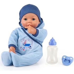 Bayer Design, 94683AA interactieve babypop, jongenspop, met functies en accessoires, 46 cm, blauw