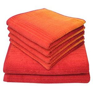 Dyckhoff 0768596500 handdoekenset Colori, kwaliteit: 480 g/m², 2 badhanddoeken 70 x 140 cm en 4 handdoeken 50 x 100 cm, 100% biologisch katoen, rood
