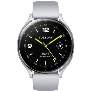 Xiaomi Watch 2 Smartwatch, 1,43 inch AMOLED-display met Always-on-functie, slaap-, hartslag- en sporttracker, Wear OS by Google, zilver