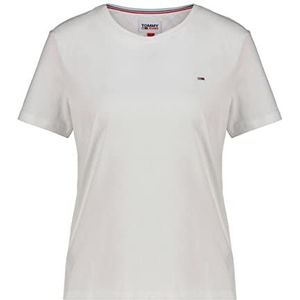 Tommy Jeans dames T-shirt met korte mouwen TJW Regular Fit, Biaco (White 100), XS, Biaco (White 100)