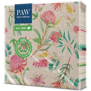 PAW - Gerecycleerde servetten, 3-laags (33 x 33 cm), 20 stuks, perfect voor verjaardagen, feesten, bruiloften, communies, vieringen, gerecyclede papieren servetten, passiebloem