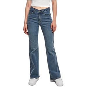 Urban Classics Dames jeans hoge taille slim fit stretch 5-pocket brede pijpen 4 kleuren maat 26 tot 34 midstone washed, 27, Midstone Washed