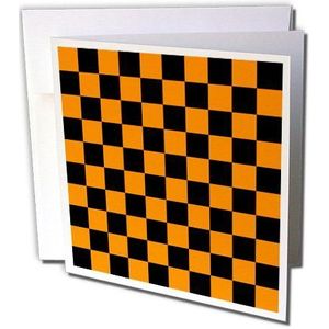 3dRose Gc_60936_2 wenskaarten, 15,2 x 15,2 cm, 12 stuks, zwart/oranje