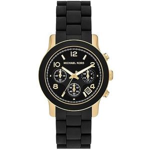 Michael Kors Dameshorloge, Runway chronograaf uurwerk, acetaat horloge met 38 mm kastgrootte, zwart., Armband