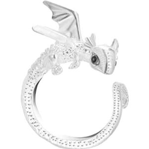 Draak ring, steampunk-sieraden, draak, modesieraad, wilde drakenklauwring, renaissancestijl, geweven naaigaren, spanring voor dames, Metaal, Zie beschrijving