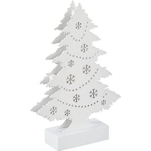 HGD Kerstboom van hout, wit, 17 x 4,5 x 25 cm