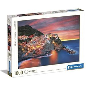 Clementoni - Legpuzzel Manarola 1000 stukjes niet toepassen verzameling-Manarola-1000, gemaakt in Italië, 1000 stukjes, stad, Italië, landschap, plezier voor volwassenen, meerkleurig, medium, 39647