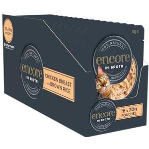 Encore 100% natuurlijk voor katten, kip met bruine rijst in zak van 70 g (16 x 70 g)