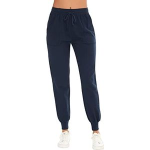 Sykooria Joggingbroek voor dames, katoen, sportbroek, lang, grote maat, met zakken, voor hardlopen, fitness, training, yoga, C_donkerblauw, M, C_donkerblauw