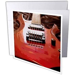 3dRose gc_35178_2 wenskaarten abstracte gitaar, 15 x 15 cm, 12 stuks, rood