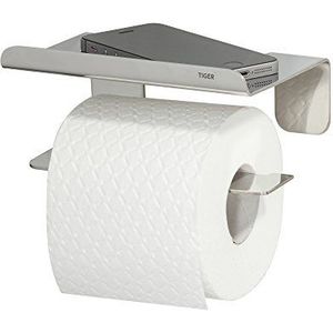 Tiger Colar - Wc rolhouder met planchet - Zonder te boren - Toiletrolhouder zelfklevend - RVS gepolijst