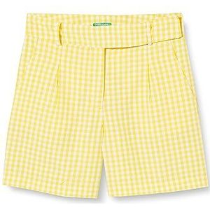 United Colors of Benetton Women's Shorts, Vichy Blanc Jaune 912, 42